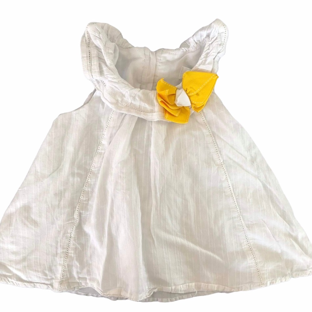 Emmas Garden Coquette Toddler Babydoll Blouse Tunic Top Sz 4T White Yellow Bow